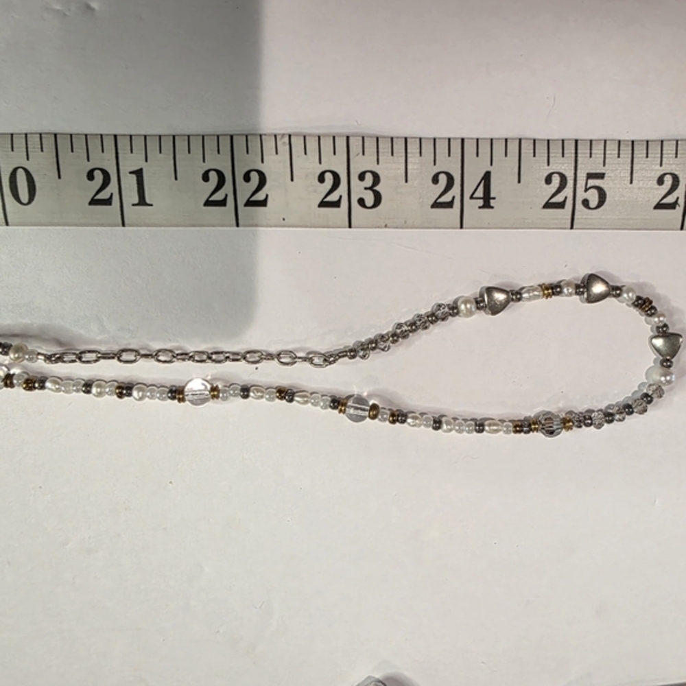 SILPADA Stardust 54 Sterling Silver Brass Pearl Crystal Beaded Necklace - Picture 5 of 12